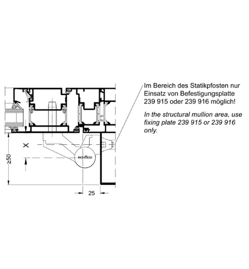 Technical drawing of a hinge